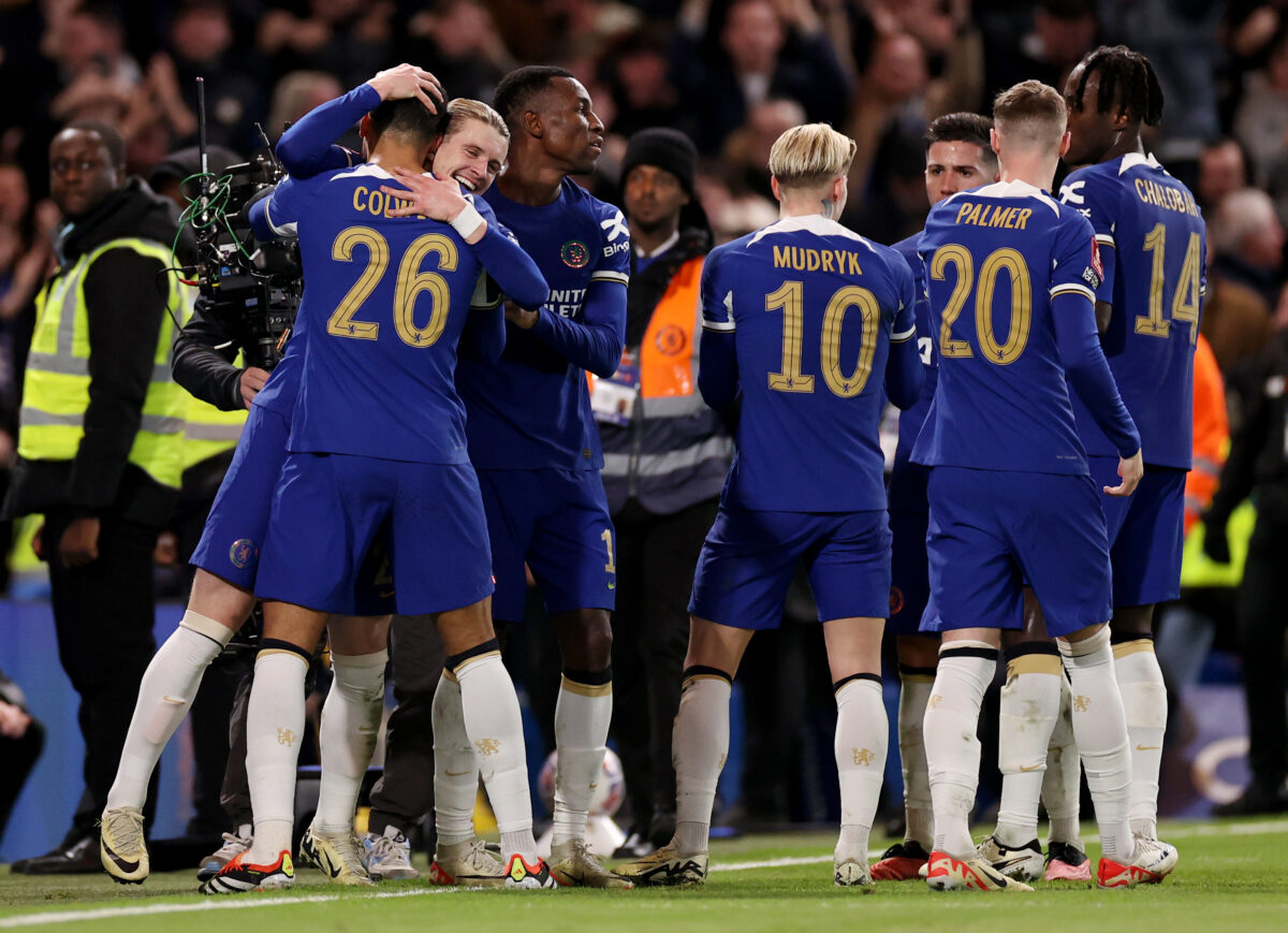 Chelsea players celebrating a goal. (Photo by Ryan Pierse/Getty Images)