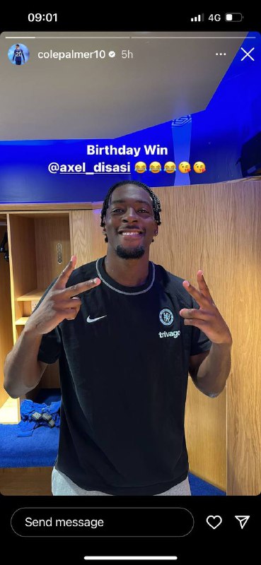 Cole Palmer wishes Axel Disasi happy birthday as Chelsea defeat Newcastle United. 