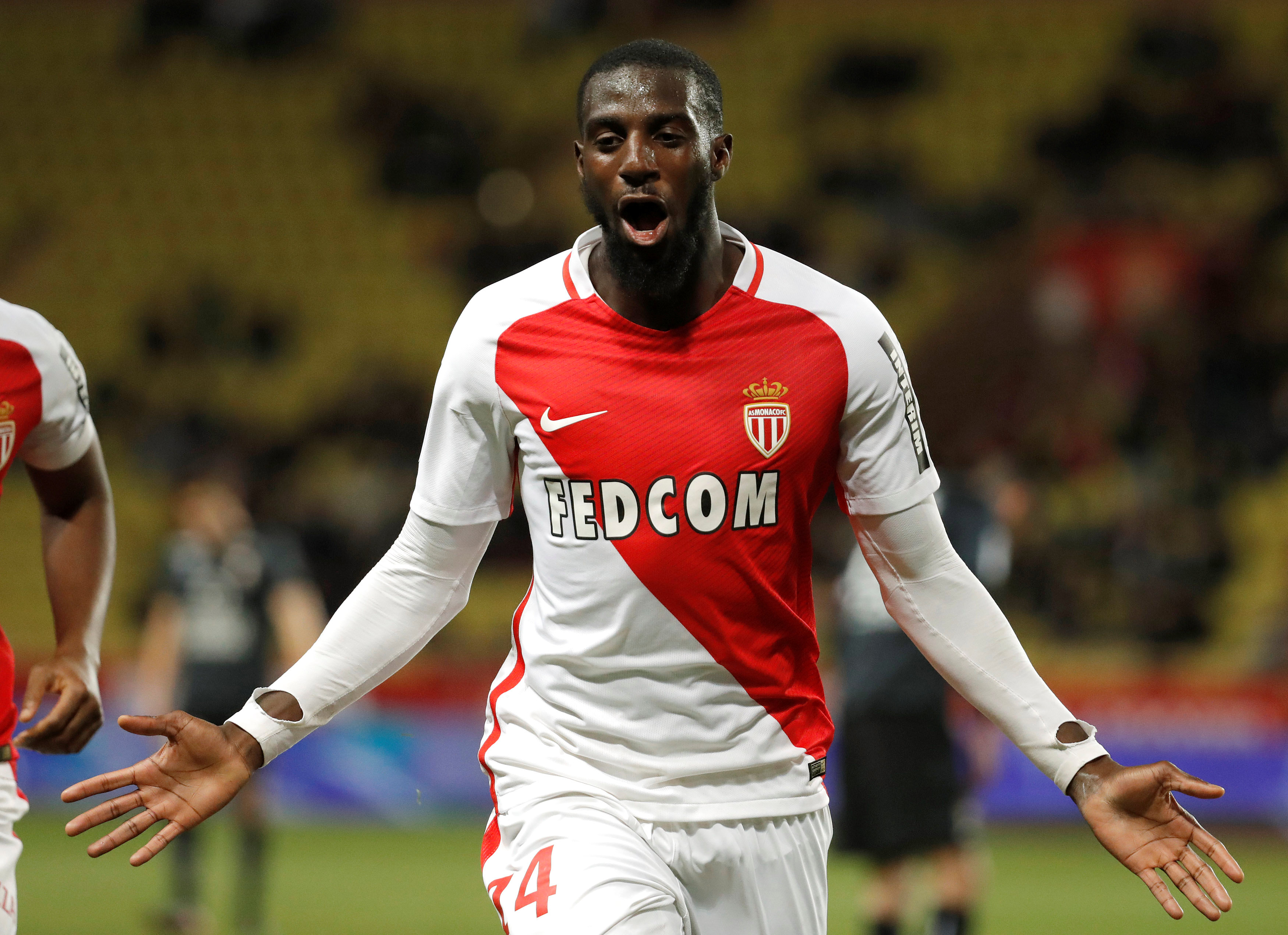 Tiemoue Bakayoko celebrates a goal for AS Monaco. REUTERS/Eric Gaillard