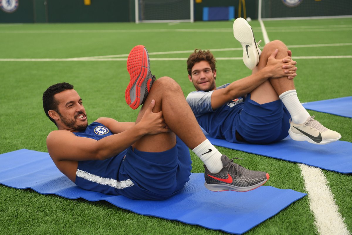 Pedro and Marcos Alonso of Chelsea