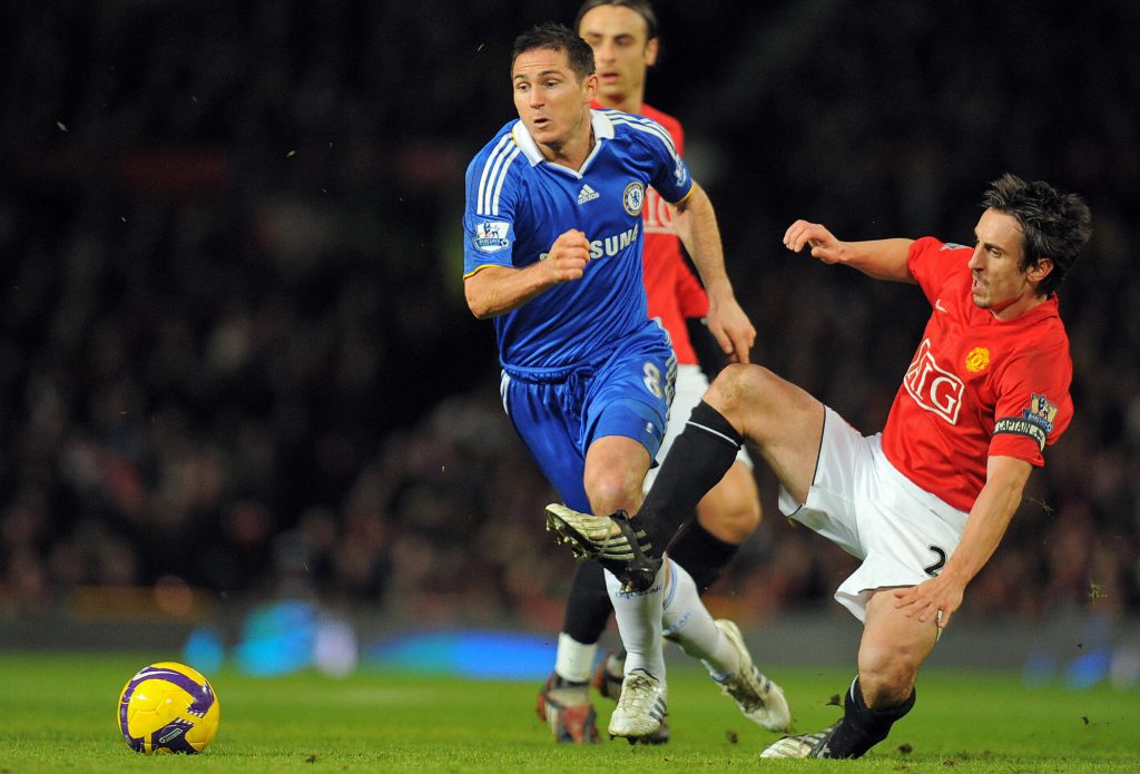 Gary Neville has hailed Frank Lampard (L) for his tactics in the 0-0 draw against Tottenham Hotspur. (GETTY Images)
