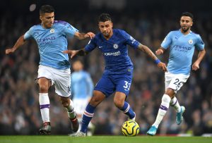 Emerson Palmieri of Chelsea in action against Manchester City.