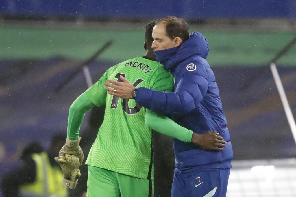 Thomas Tuchel with Chelsea goalkeeper, Edouard Mendy. (GETTY Images)