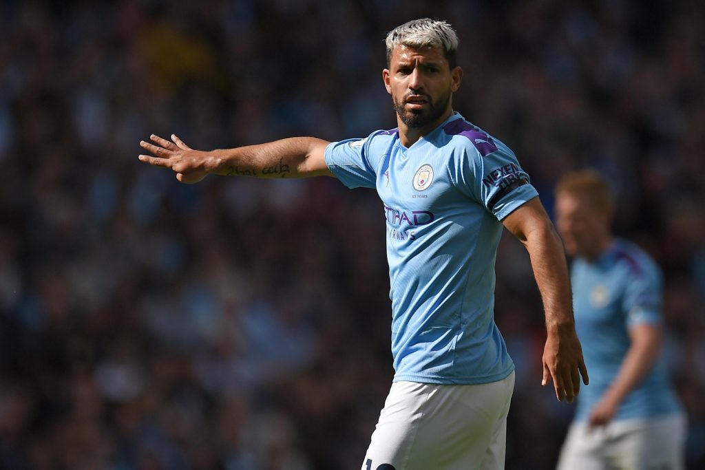 Sergio Aguero in action for Manchester City.