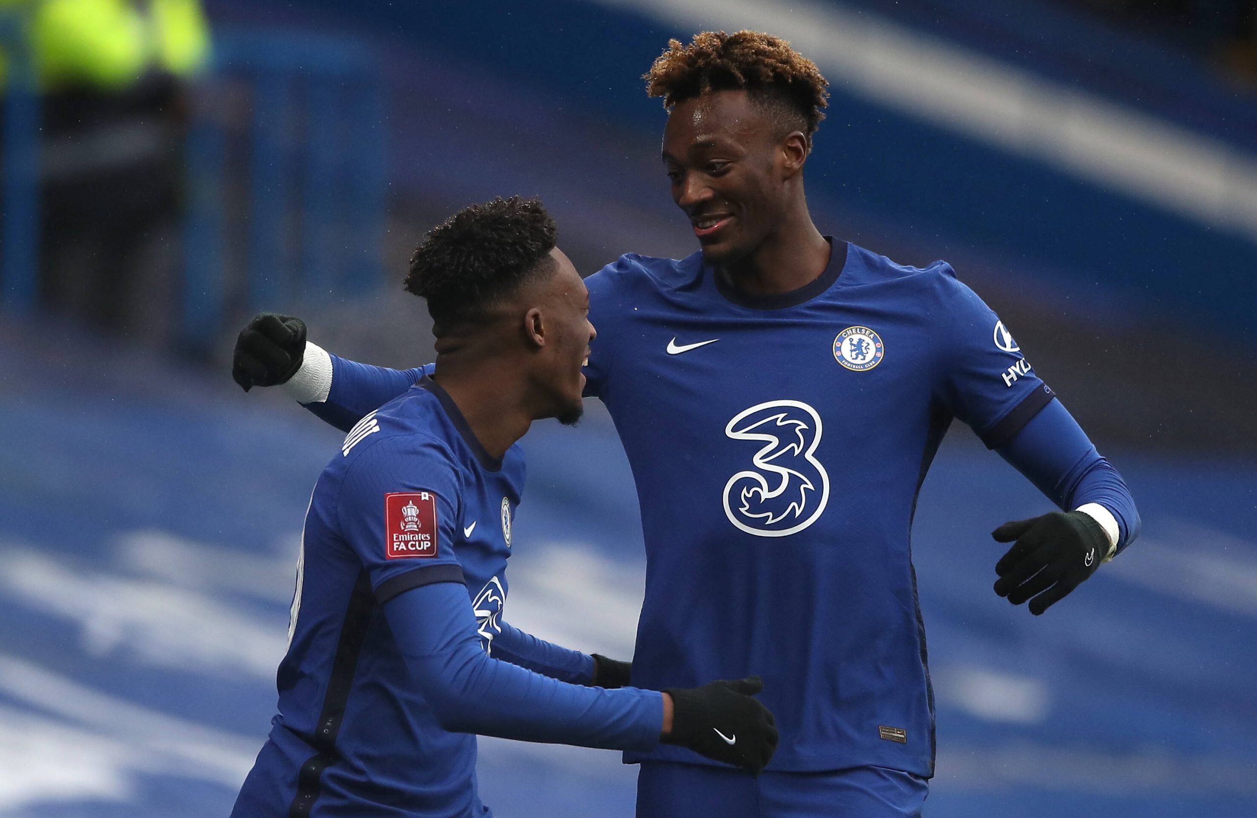 Callum Hudson-Odoi and Tammy Abraham in action for Chelsea against Luton Town. (imago Images)