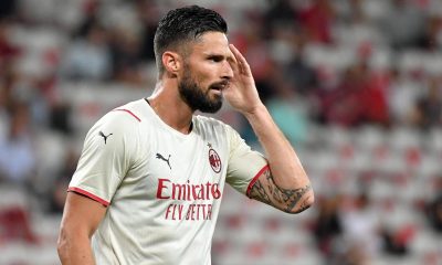 Olivier Giroud in action for his new club, AC Milan.