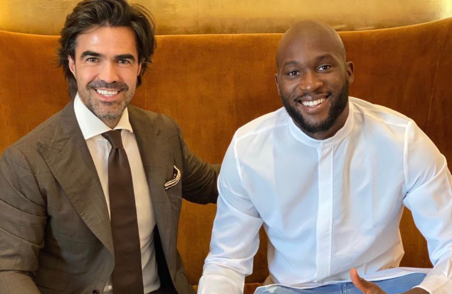 Romelu Lukaku with his agent in Monaco.
