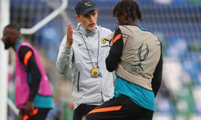 Thomas Tuchel tells Trevoh Chalobah the reasons for his lack of game time. (Photo by Catherine Ivill/Getty Images)