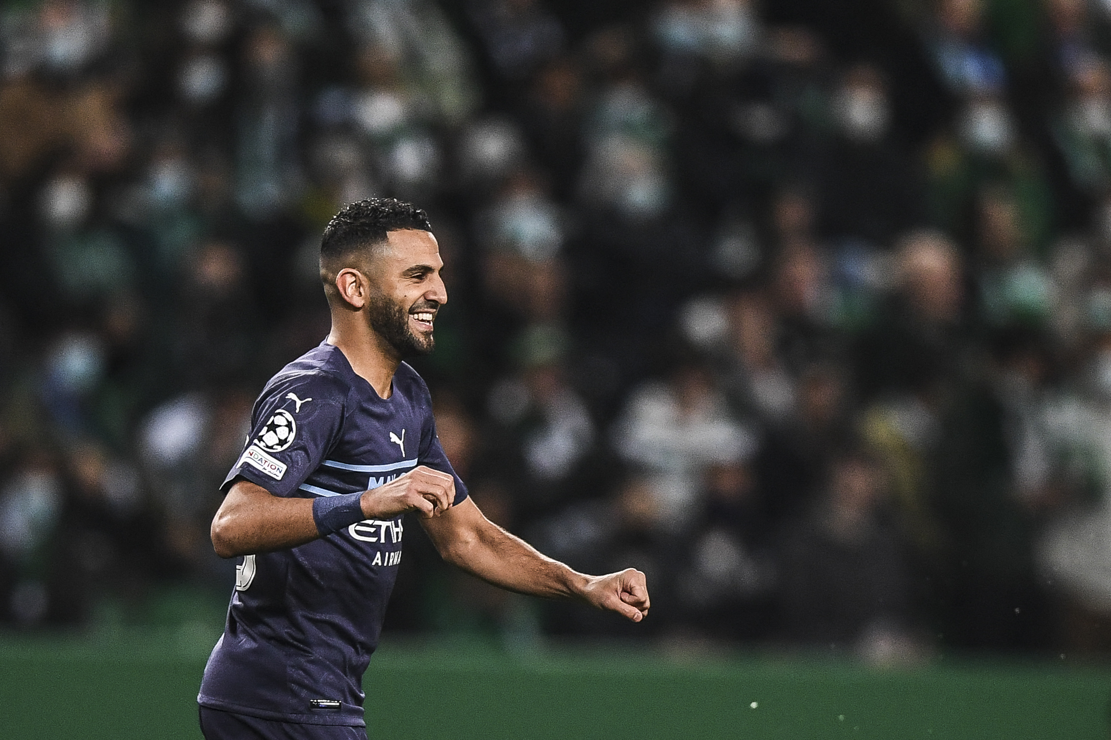 Riyad Mahrez's future at Man City is surrounded by uncertainty. (Photo by PATRICIA DE MELO MOREIRA/AFP via Getty Images)