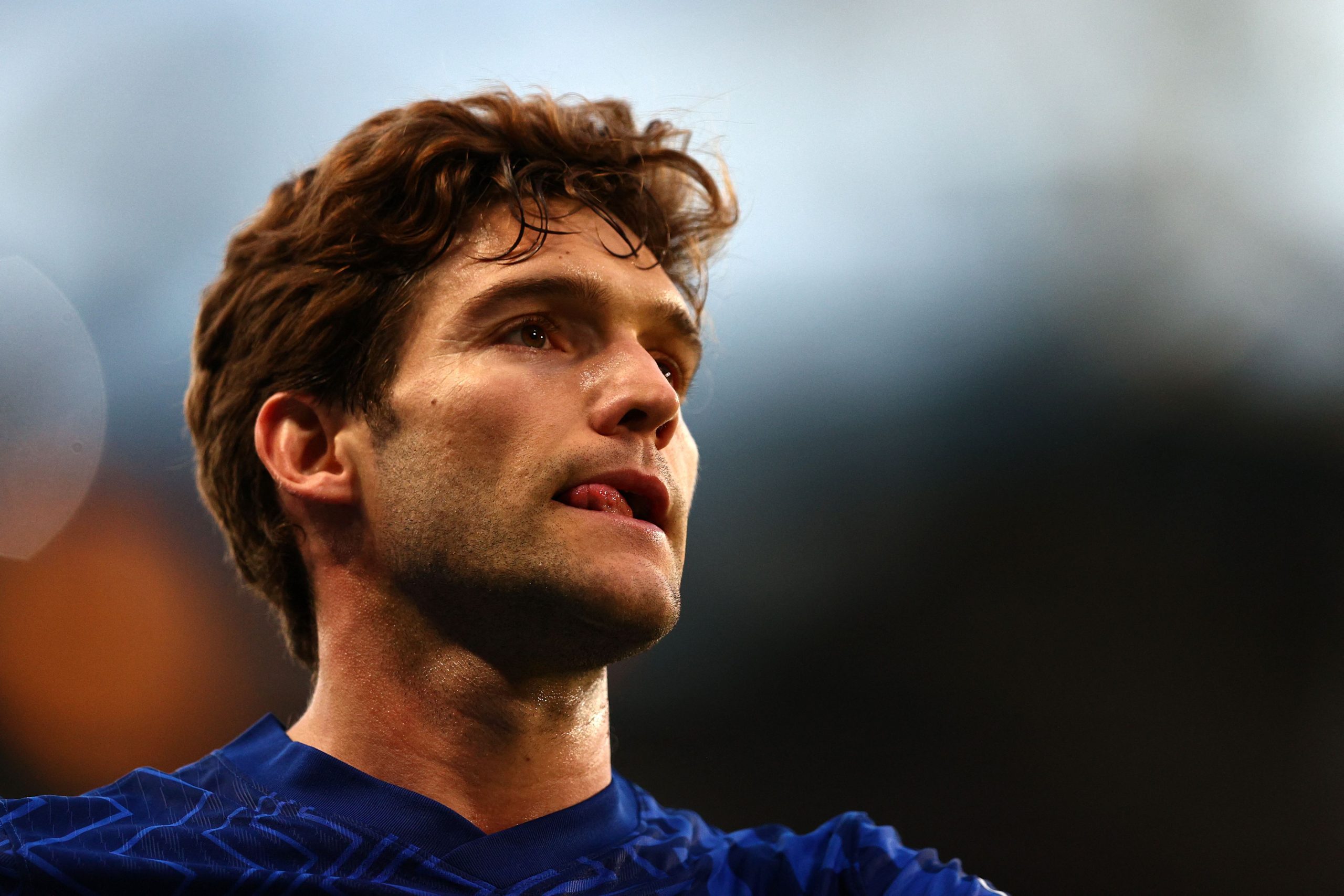 Marcos Alonso in action for Chelsea during a Premier League game. (Photo by ADRIAN DENNIS/AFP via Getty Images)