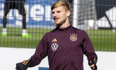Timo Werner in training for Germany.