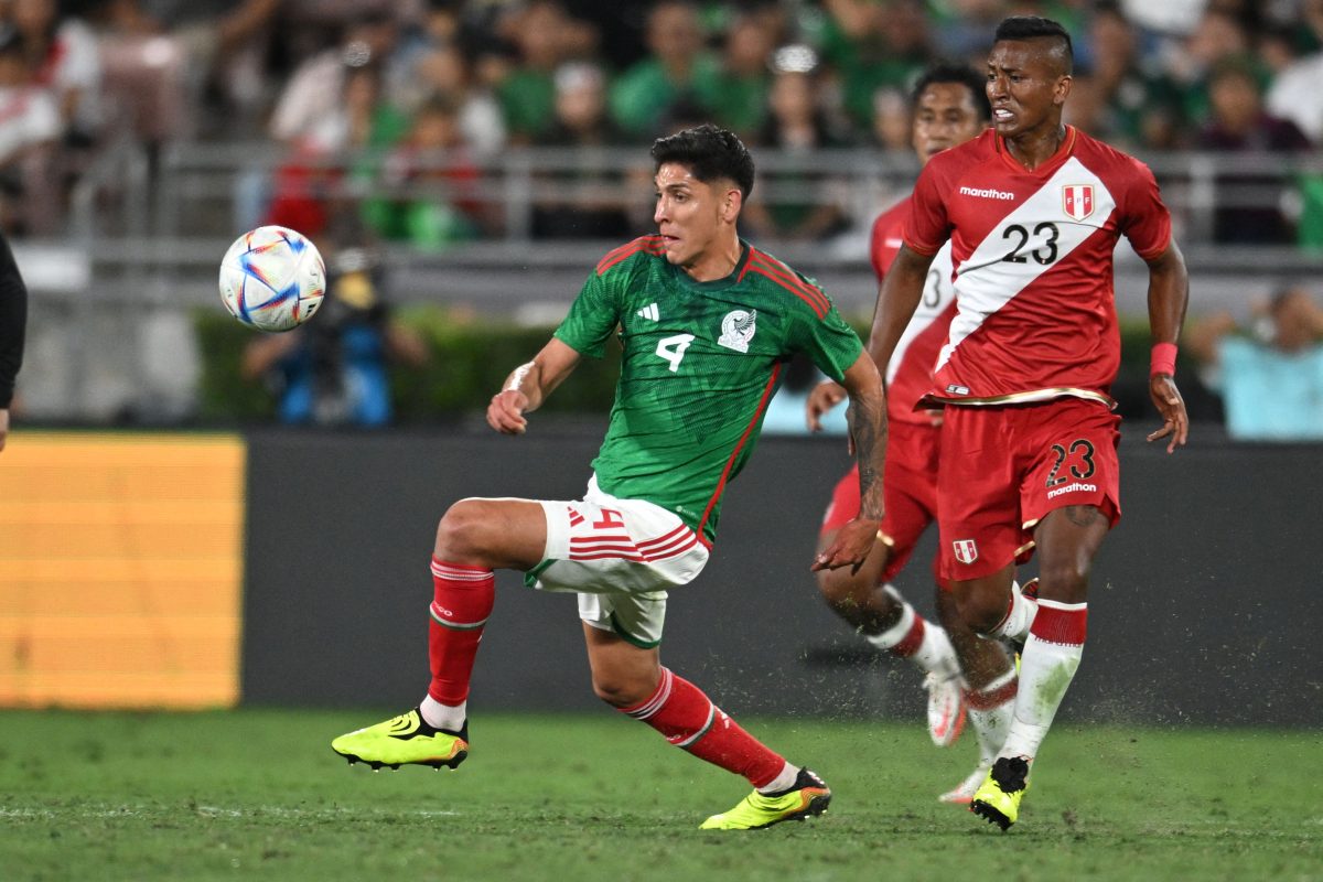 Mexico's Edson Alvarez controls the ball during an international friendly football match against Peru.
