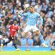 Kyle Walker of Manchester City controls the ball.