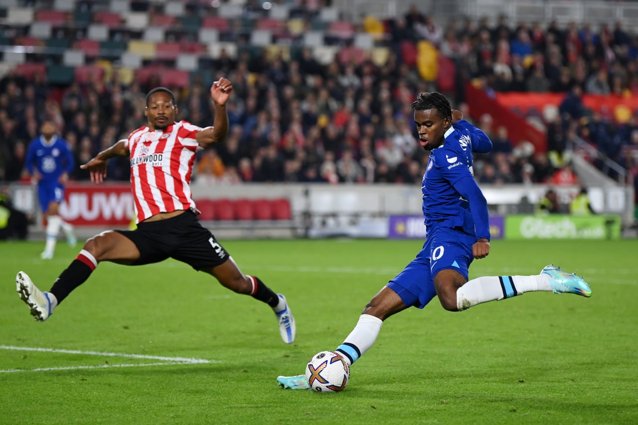 Carney Chukwuemeka in action for Chelsea.
