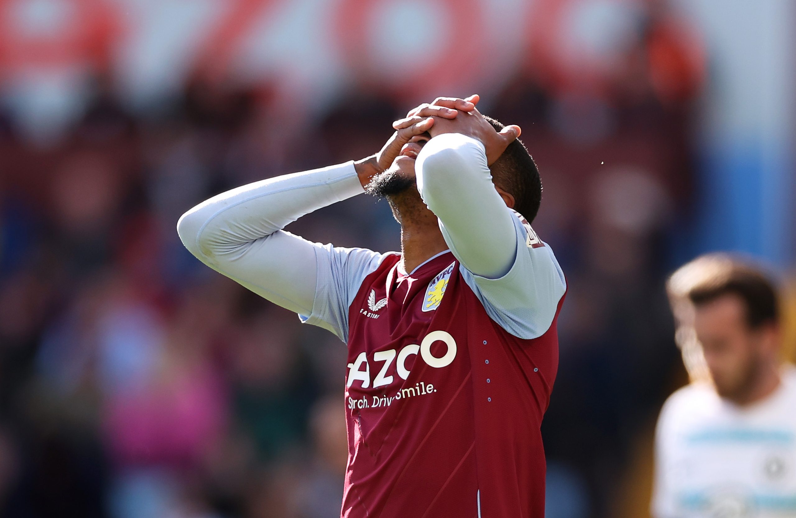 Leon Bailey of Aston Villa reacts during a 2-0 loss for his team against Chelsea at Villa Park in October 2022. (Photo by Ryan Pierse/Getty Images)