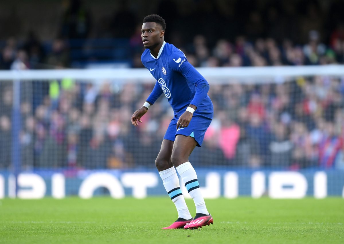 Chelsea defender Benoit Badiashile seen in training and could be available for action soon. (Photo by Mike Hewitt/Getty Images)