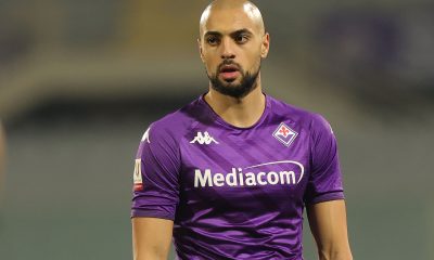 Sofyan Amrabat of ACF Fiorentina looks on during the Coppa Italia Quarter Final matcy between Fiorentina and Torino at Stadio Artemio Franchi on February 1, 2023 in Florence, Italy.