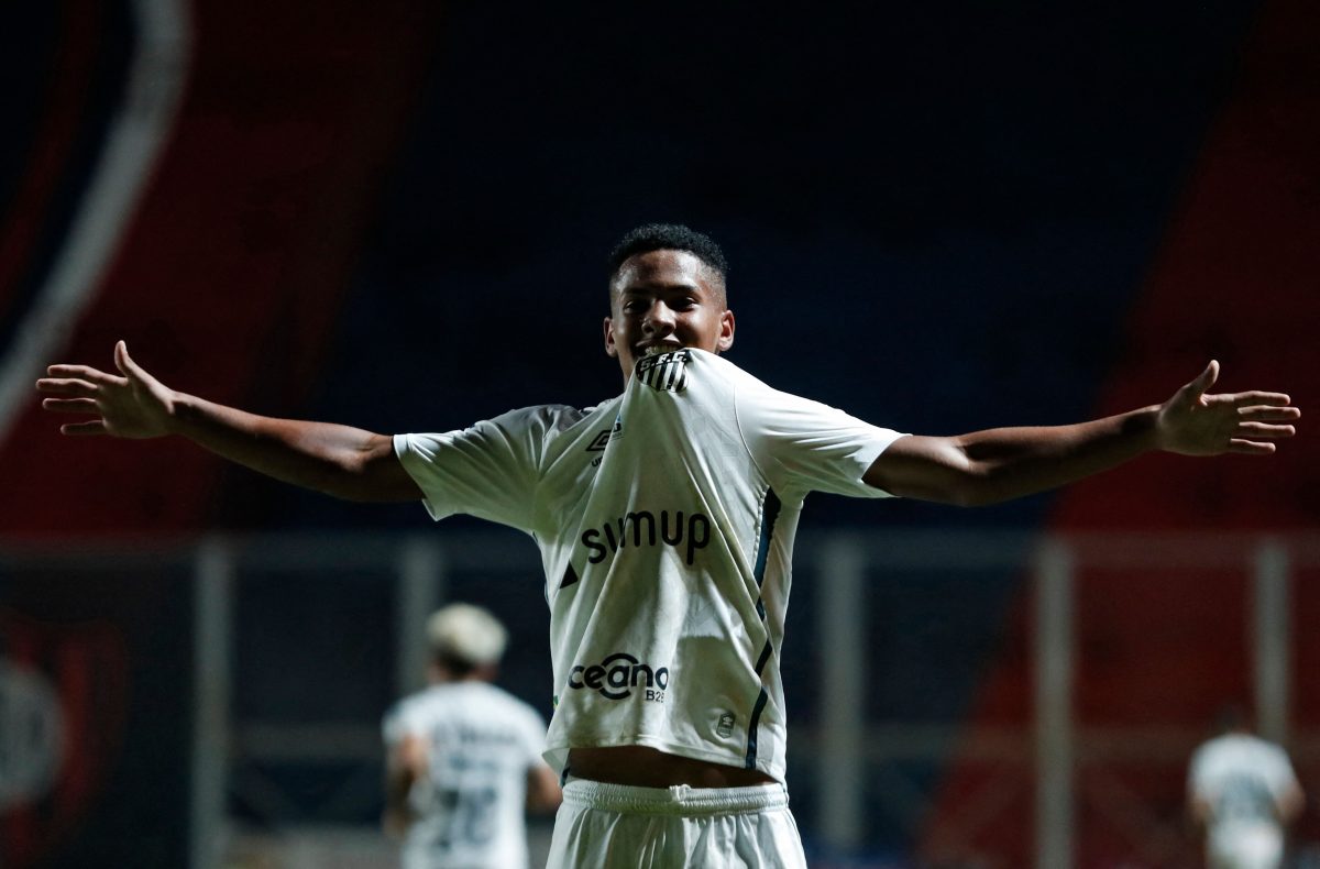 Gabriel has been breaking records in the Brazilian League; the 18-year-old became the youngest player to make his debut against Fluminense at 15 years and 308 days.. (Photo by NATACHA PISARENKO/AFP via Getty Images)