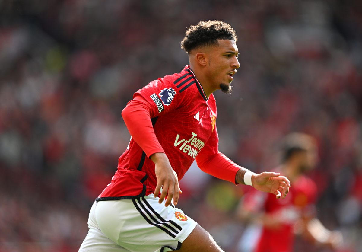Manchester United player Jadon Sancho in action.