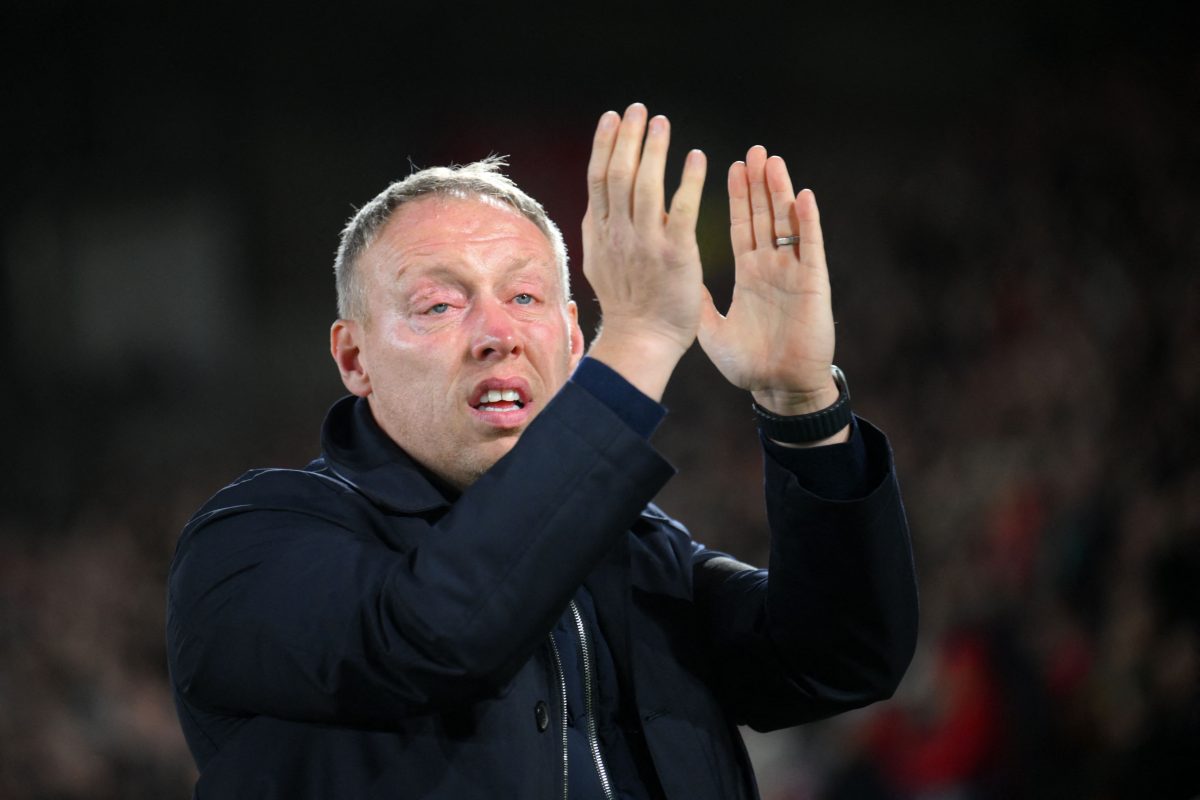 Nottingham Forest's Welsh manager Steve Cooper applauds supporters. (Photo by PAUL ELLIS/AFP via Getty Images)