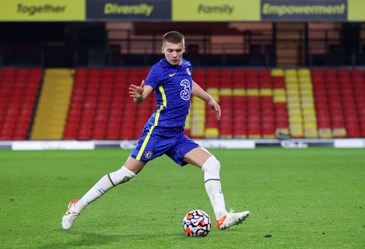 Alfie Gilchrist of Chelsea during an FA Youth Cup match. (Photo by Catherine Ivill/Getty Images)
