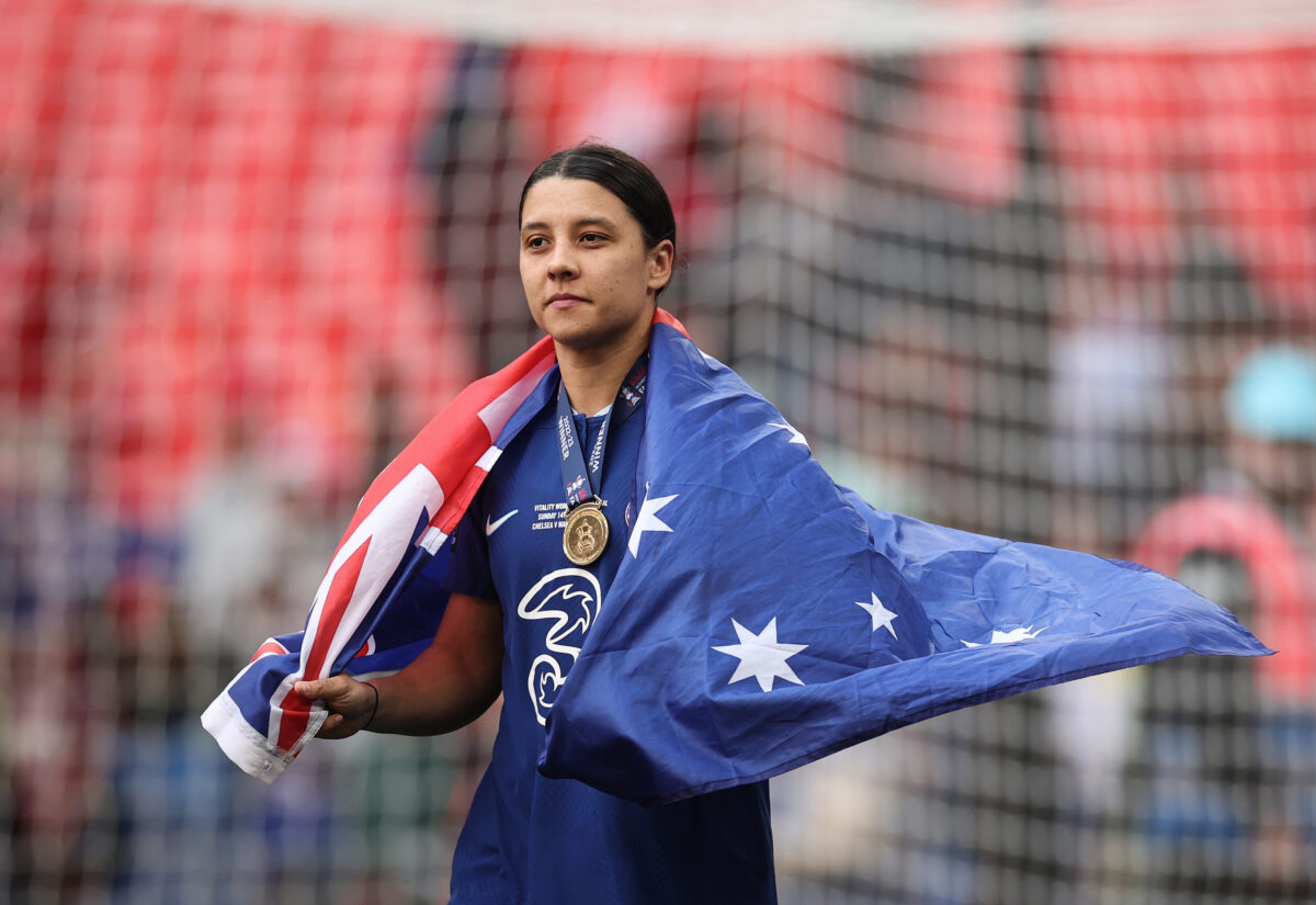 Sam Kerr signed for Chelsea midway through the 2019-20 season. (Photo by Ryan Pierse/Getty Images)