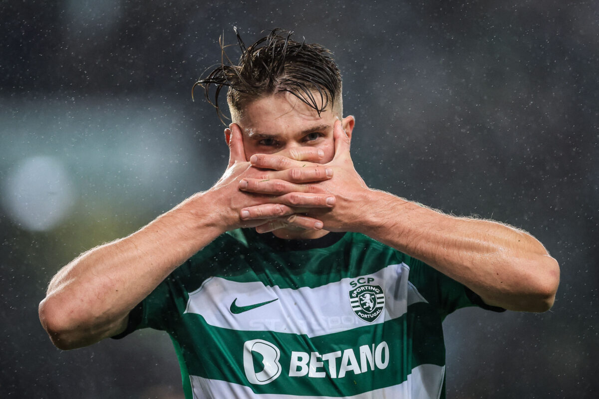 Sporting Lisbon's Swedish forward #09 Viktor Gyokeres has scored a truckload of goals in all competitions this season. (Photo by PATRICIA DE MELO MOREIRA / AFP) (Photo by PATRICIA DE MELO MOREIRA/AFP via Getty Images)