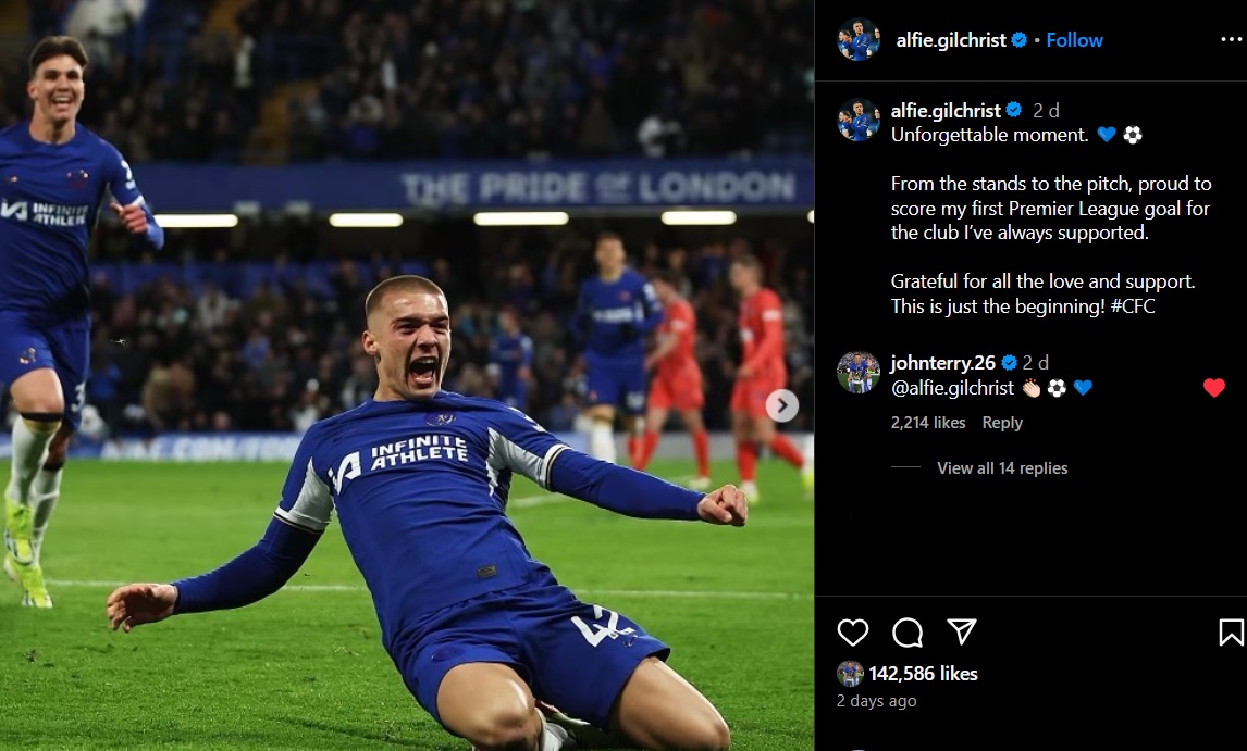 John Terry certainly seems impressed with the youngster (Instagram: @alfie.gilchrist)
