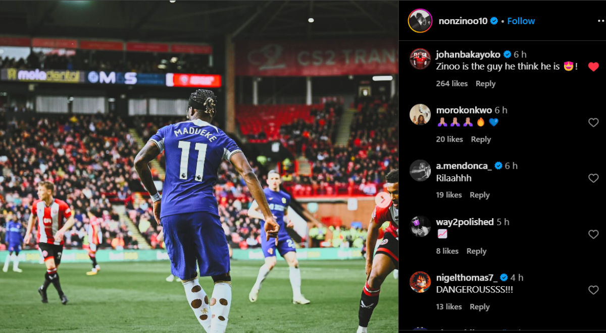 PSV star Johan Bakayoko responds to the Instagram post of Chelsea winger Noni Madueke.